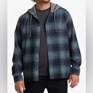 Brand New Billabong Baja Hooded Flannel Shirt Size Medium & Large Retail $75